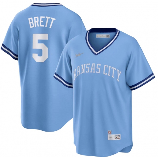 Men's Kansas City Royals George Brett #5 Nike Light Blue Road Cooperstown Collection Player Jersey Men's Kansas City Royals George Brett #5 Nike Light Blue Road Cooperstown Collection Player Jersey