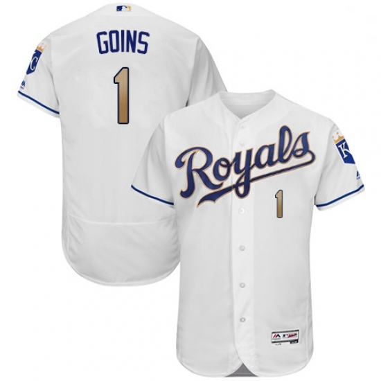 Mens Majestic Kansas City Royals 1 Ryan Goins White Flexbase Authentic Collection MLB Jersey Mens Majestic Kansas City Royals 1 Ryan Goins White Flexbase Authentic Collection MLB Jersey