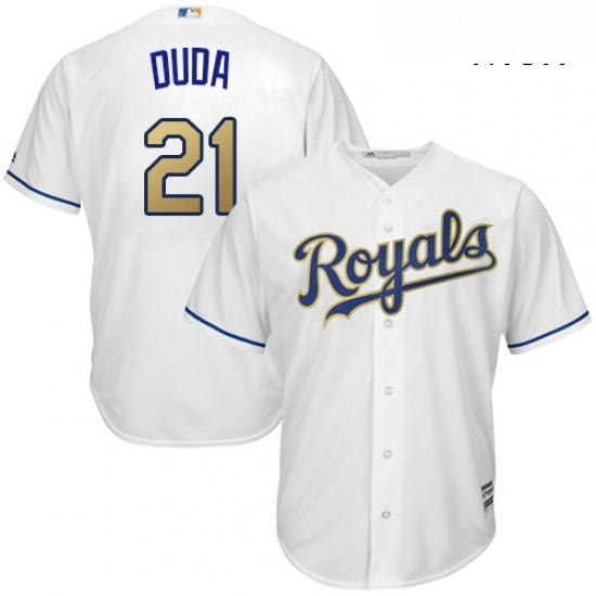 Mens Majestic Kansas City Royals 21 Lucas Duda Replica White Home Cool Base MLB Jersey Mens Majestic Kansas City Royals 21 Lucas Duda Replica White Home Cool Base MLB Jersey