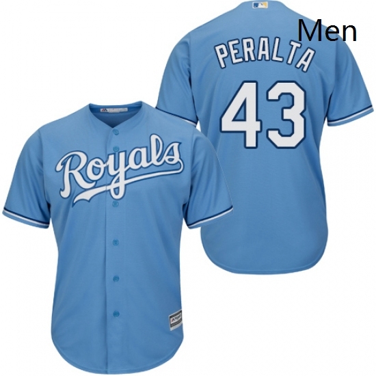 Mens Majestic Kansas City Royals 43 Wily Peralta Replica Light Blue Alternate 1 Cool Base MLB Jersey Mens Majestic Kansas City Royals 43 Wily Peralta Replica Light Blue Alternate 1 Cool Base MLB Jersey