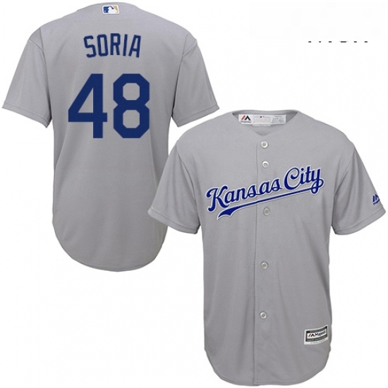 Mens Majestic Kansas City Royals 48 Joakim Soria Replica Grey Road Cool Base MLB Jersey Mens Majestic Kansas City Royals 48 Joakim Soria Replica Grey Road Cool Base MLB Jersey