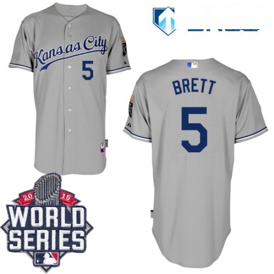 Mens Majestic Kansas City Royals 5 George Brett Authentic Grey Road Cool Base 2015 World Series Mens Majestic Kansas City Royals 5 George Brett Authentic Grey Road Cool Base 2015 World Series