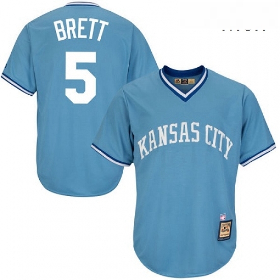 Mens Majestic Kansas City Royals 5 George Brett Authentic Light Blue Cooperstown MLB Jersey Mens Majestic Kansas City Royals 5 George Brett Authentic Light Blue Cooperstown MLB Jersey
