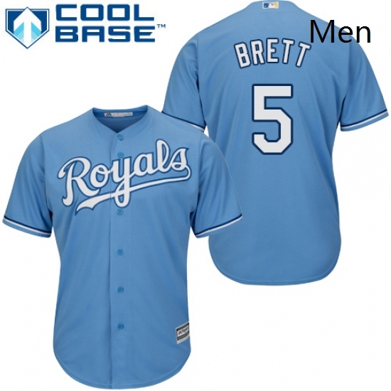 Mens Majestic Kansas City Royals 5 George Brett Replica Light Blue Alternate 1 Cool Base MLB Jersey Mens Majestic Kansas City Royals 5 George Brett Replica Light Blue Alternate 1 Cool Base MLB Jersey