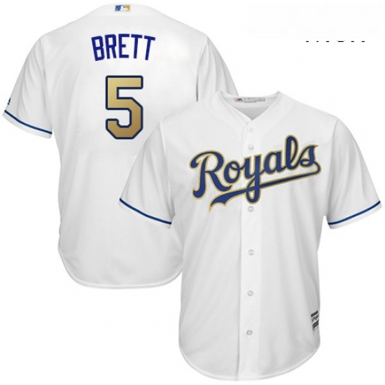 Mens Majestic Kansas City Royals 5 George Brett Replica White Home Cool Base MLB Jersey Mens Majestic Kansas City Royals 5 George Brett Replica White Home Cool Base MLB Jersey