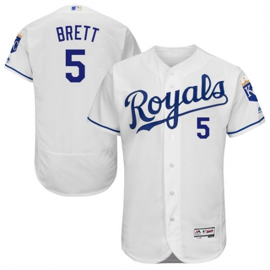 Mens Majestic Kansas City Royals 5 George Brett White Flexbase Authentic Collection MLB Jersey Mens Majestic Kansas City Royals 5 George Brett White Flexbase Authentic Collection MLB Jersey