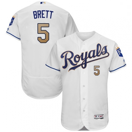 Mens Majestic Kansas City Royals 5 George Brett White Home Flex Base Authentic MLB Jersey Mens Majestic Kansas City Royals 5 George Brett White Home Flex Base Authentic MLB Jersey