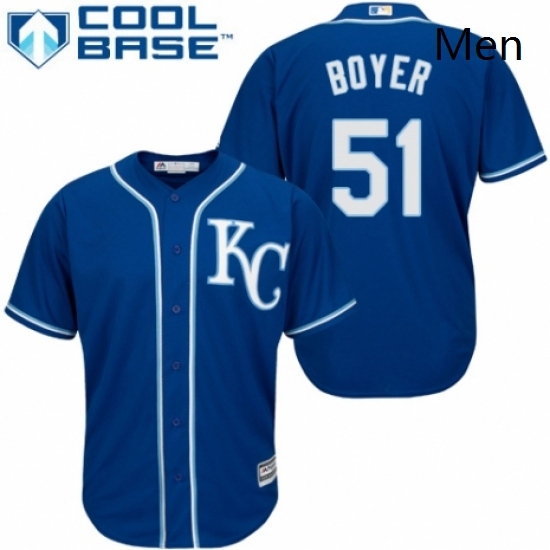 Mens Majestic Kansas City Royals 51 Blaine Boyer Replica Blue Alternate 2 Cool Base MLB Jersey Mens Majestic Kansas City Royals 51 Blaine Boyer Replica Blue Alternate 2 Cool Base MLB Jersey