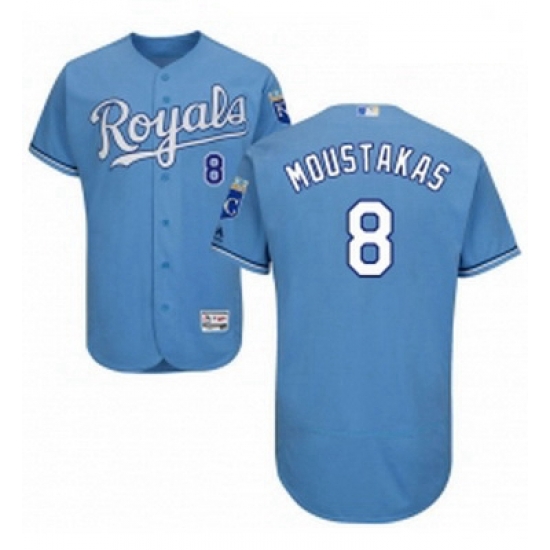 Mens Majestic Kansas City Royals 8 Mike Moustakas Light Blue Alternate Flex Base Authentic Collection MLB Jersey Mens Majestic Kansas City Royals 8 Mike Moustakas Light Blue Alternate Flex Base Authentic Collection MLB Jersey