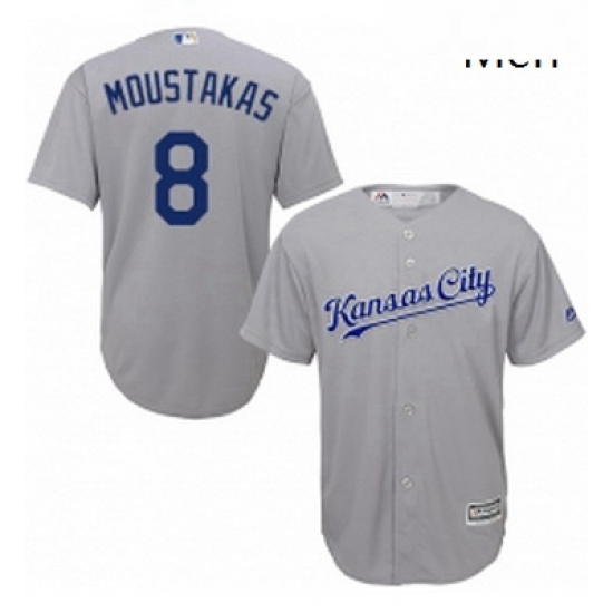 Mens Majestic Kansas City Royals 8 Mike Moustakas Replica Grey Road Cool Base MLB Jersey Mens Majestic Kansas City Royals 8 Mike Moustakas Replica Grey Road Cool Base MLB Jersey