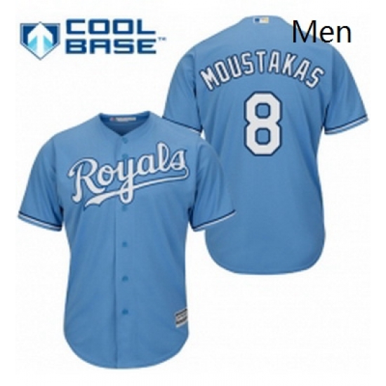 Mens Majestic Kansas City Royals 8 Mike Moustakas Replica Light Blue Alternate 1 Cool Base MLB Jersey Mens Majestic Kansas City Royals 8 Mike Moustakas Replica Light Blue Alternate 1 Cool Base MLB Jersey