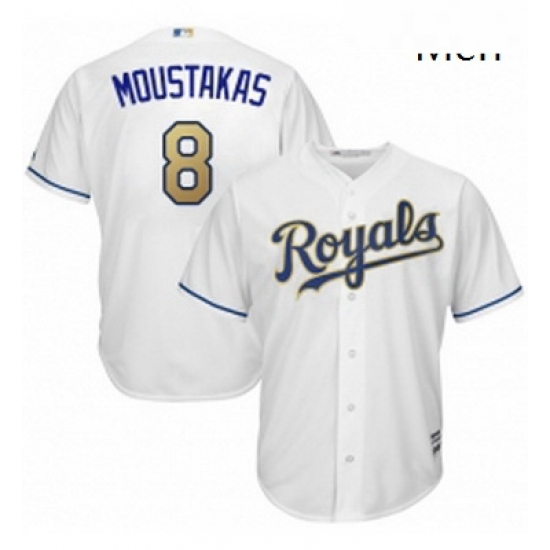 Mens Majestic Kansas City Royals 8 Mike Moustakas Replica White Home Cool Base MLB Jersey Mens Majestic Kansas City Royals 8 Mike Moustakas Replica White Home Cool Base MLB Jersey