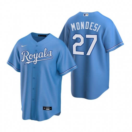 Mens Nike Kansas City Royals 27 Adalberto Mondesi Light Blue Alternate Stitched Baseball Jersey Mens Nike Kansas City Royals 27 Adalberto Mondesi Light Blue Alternate Stitched Baseball Jersey