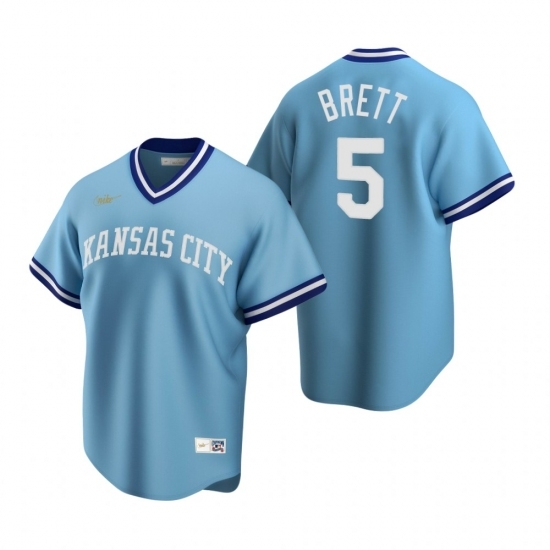 Mens Nike Kansas City Royals 5 George Brett Light Blue Cooperstown Collection Road Stitched Baseball Jerse Mens Nike Kansas City Royals 5 George Brett Light Blue Cooperstown Collection Road Stitched Baseball Jerse