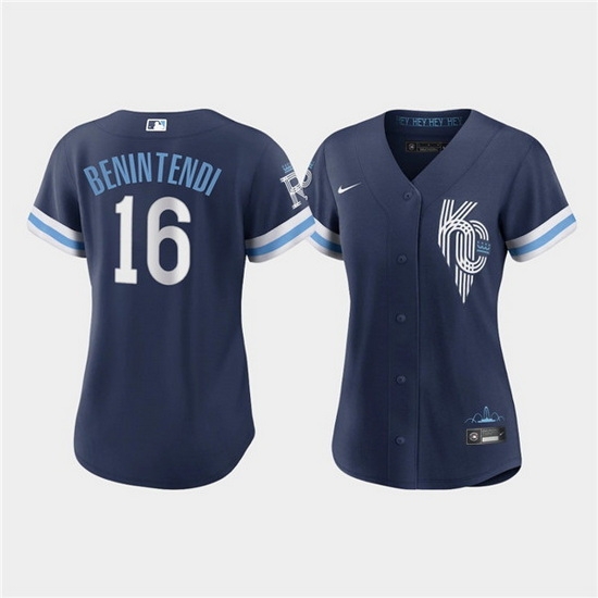Women Kansas City Royals 16 Andrew Benintendi 2022 Navy City Connect Cool Base Stitched Jersey Women Kansas City Royals 16 Andrew Benintendi 2022 Navy City Connect Cool Base Stitched Jersey