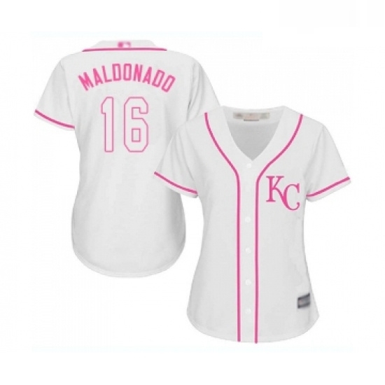 Womens Kansas City Royals 16 Martin Maldonado Replica White Fashion Cool Base Baseball Jersey Womens Kansas City Royals 16 Martin Maldonado Replica White Fashion Cool Base Baseball Jersey