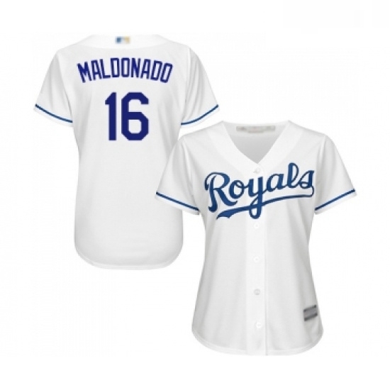 Womens Kansas City Royals 16 Martin Maldonado Replica White Home Cool Base Baseball Jersey Womens Kansas City Royals 16 Martin Maldonado Replica White Home Cool Base Baseball Jersey