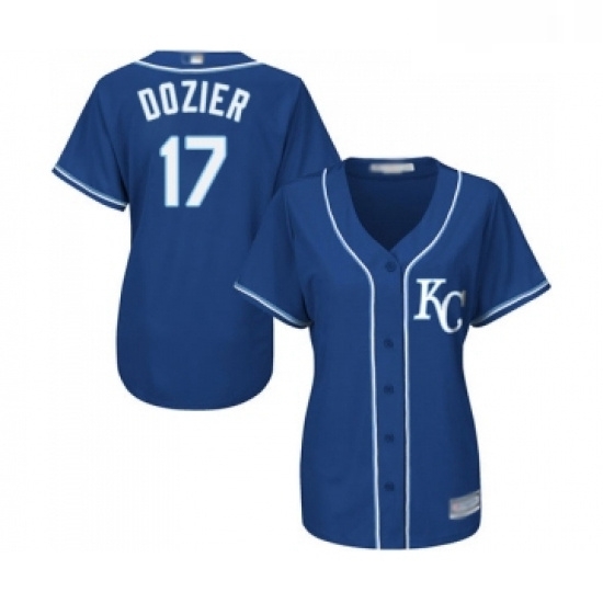 Womens Kansas City Royals 17 Hunter Dozier Replica Blue Alternate 2 Cool Base Baseball Jersey Womens Kansas City Royals 17 Hunter Dozier Replica Blue Alternate 2 Cool Base Baseball Jersey