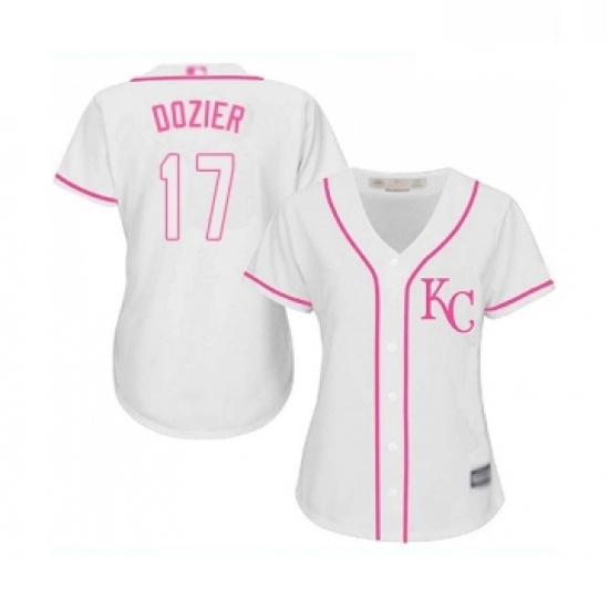 Womens Kansas City Royals 17 Hunter Dozier Replica White Fashion Cool Base Baseball Jersey Womens Kansas City Royals 17 Hunter Dozier Replica White Fashion Cool Base Baseball Jersey