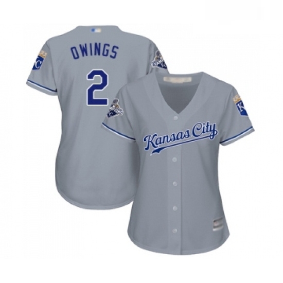 Womens Kansas City Royals 2 Chris Owings Replica Grey Road Cool Base Baseball Jersey Womens Kansas City Royals 2 Chris Owings Replica Grey Road Cool Base Baseball Jersey