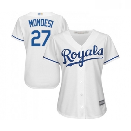 Womens Kansas City Royals 27 Raul Mondesi Replica White Home Cool Base Baseball Jersey 