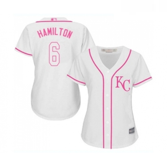 Womens Kansas City Royals 6 Billy Hamilton Replica White Fashion Cool Base Baseball Jersey Womens Kansas City Royals 6 Billy Hamilton Replica White Fashion Cool Base Baseball Jersey