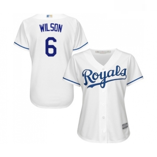 Womens Kansas City Royals 6 Willie Wilson Replica White Home Cool Base Baseball Jersey Womens Kansas City Royals 6 Willie Wilson Replica White Home Cool Base Baseball Jersey