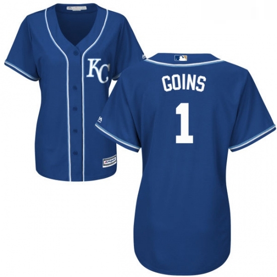 Womens Majestic Kansas City Royals 1 Ryan Goins Authentic Blue Alternate 2 Cool Base MLB Jersey Womens Majestic Kansas City Royals 1 Ryan Goins Authentic Blue Alternate 2 Cool Base MLB Jersey