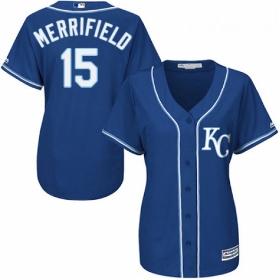 Womens Majestic Kansas City Royals 15 Whit Merrifield Authentic Blue Alternate 2 Cool Base MLB Jersey Womens Majestic Kansas City Royals 15 Whit Merrifield Authentic Blue Alternate 2 Cool Base MLB Jersey
