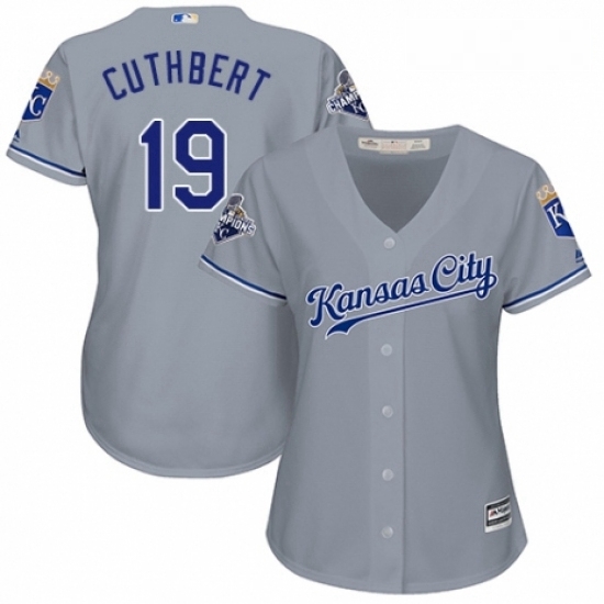 Womens Majestic Kansas City Royals 19 Cheslor Cuthbert Replica Grey Road Cool Base MLB Jersey Womens Majestic Kansas City Royals 19 Cheslor Cuthbert Replica Grey Road Cool Base MLB Jersey