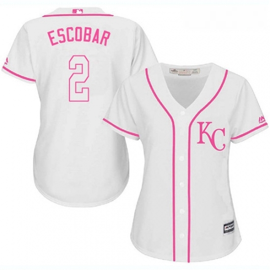 Womens Majestic Kansas City Royals 2 Alcides Escobar Authentic White Fashion Cool Base MLB Jersey Womens Majestic Kansas City Royals 2 Alcides Escobar Authentic White Fashion Cool Base MLB Jersey