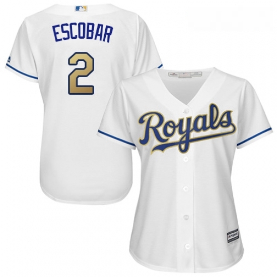 Womens Majestic Kansas City Royals 2 Alcides Escobar Authentic White Home Cool Base MLB Jersey Womens Majestic Kansas City Royals 2 Alcides Escobar Authentic White Home Cool Base MLB Jersey