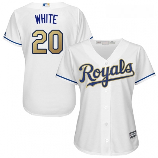 Womens Majestic Kansas City Royals 20 Frank White Replica White Home Cool Base MLB Jersey Womens Majestic Kansas City Royals 20 Frank White Replica White Home Cool Base MLB Jersey