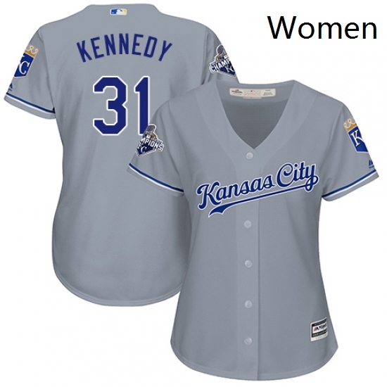 Womens Majestic Kansas City Royals 31 Ian Kennedy Replica Grey Road Cool Base MLB Jersey Womens Majestic Kansas City Royals 31 Ian Kennedy Replica Grey Road Cool Base MLB Jersey