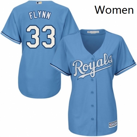Womens Majestic Kansas City Royals 33 Brian Flynn Authentic Light Blue Alternate 1 Cool Base MLB Jersey Womens Majestic Kansas City Royals 33 Brian Flynn Authentic Light Blue Alternate 1 Cool Base MLB Jersey