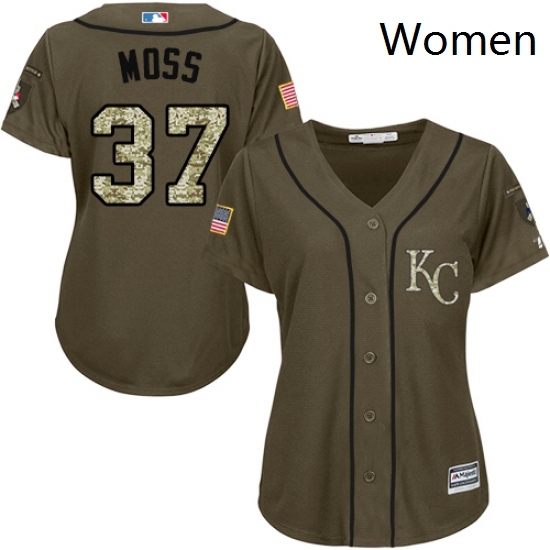 Womens Majestic Kansas City Royals 37 Brandon Moss Authentic Green Salute to Service MLB Jersey Womens Majestic Kansas City Royals 37 Brandon Moss Authentic Green Salute to Service MLB Jersey
