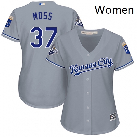 Womens Majestic Kansas City Royals 37 Brandon Moss Replica Grey Road Cool Base MLB Jersey Womens Majestic Kansas City Royals 37 Brandon Moss Replica Grey Road Cool Base MLB Jersey