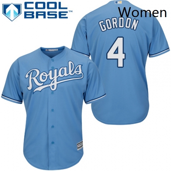 Womens Majestic Kansas City Royals 4 Alex Gordon Authentic Light Blue Alternate 1 Cool Base MLB Jersey Womens Majestic Kansas City Royals 4 Alex Gordon Authentic Light Blue Alternate 1 Cool Base MLB Jersey