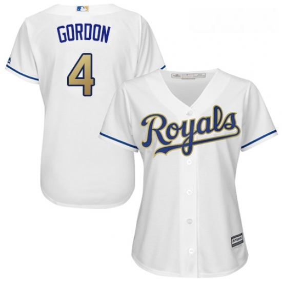 Womens Majestic Kansas City Royals 4 Alex Gordon Authentic White Home Cool Base MLB Jersey Womens Majestic Kansas City Royals 4 Alex Gordon Authentic White Home Cool Base MLB Jersey