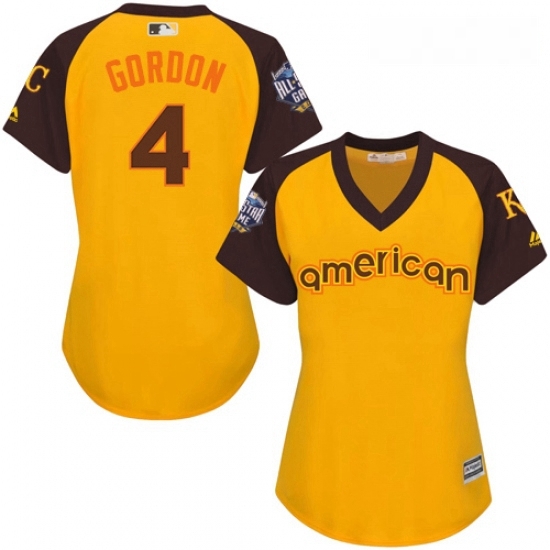 Womens Majestic Kansas City Royals 4 Alex Gordon Authentic Yellow 2016 All Star American League BP Cool Base MLB Jersey Womens Majestic Kansas City Royals 4 Alex Gordon Authentic Yellow 2016 All Star American League BP Cool Base MLB Jersey