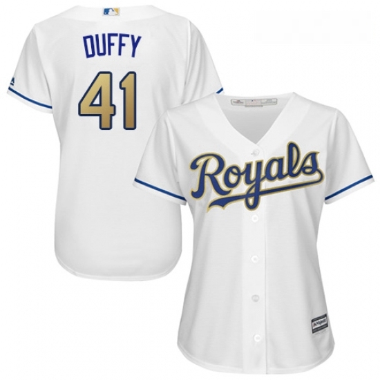 Womens Majestic Kansas City Royals 41 Danny Duffy Replica White Home Cool Base MLB Jersey Womens Majestic Kansas City Royals 41 Danny Duffy Replica White Home Cool Base MLB Jersey