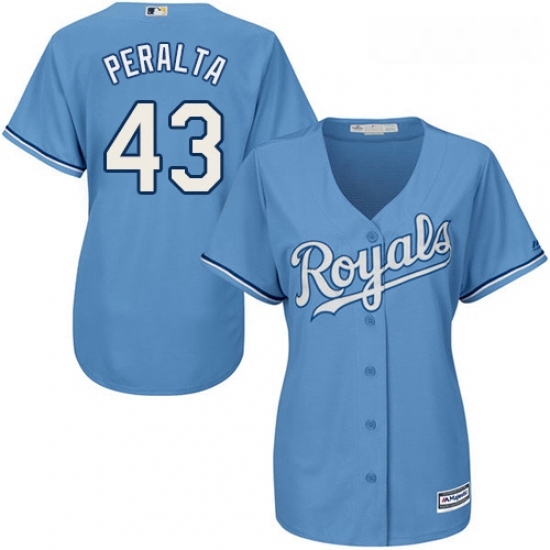 Womens Majestic Kansas City Royals 43 Wily Peralta Replica Light Blue Alternate 1 Cool Base MLB Jersey Womens Majestic Kansas City Royals 43 Wily Peralta Replica Light Blue Alternate 1 Cool Base MLB Jersey