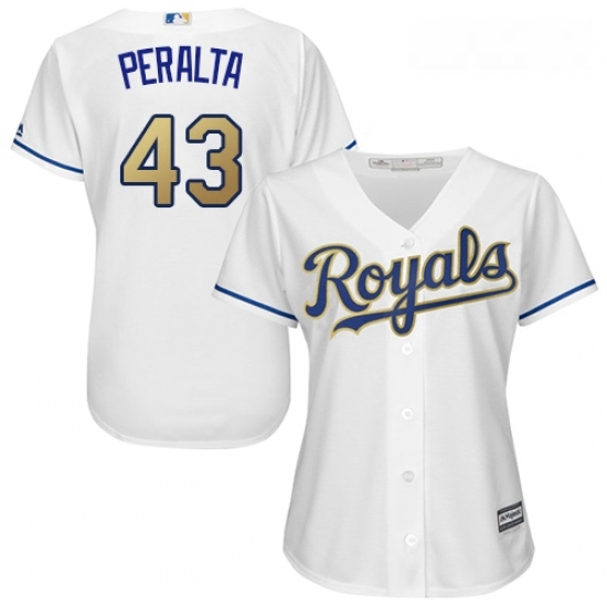 Womens Majestic Kansas City Royals 43 Wily Peralta Replica White Home Cool Base MLB Jersey Womens Majestic Kansas City Royals 43 Wily Peralta Replica White Home Cool Base MLB Jersey