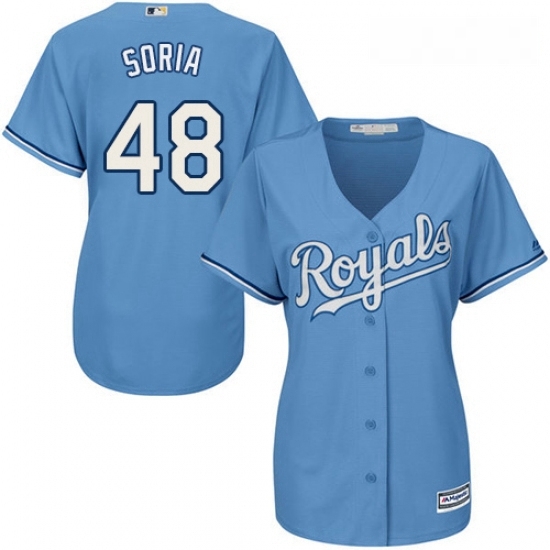 Womens Majestic Kansas City Royals 48 Joakim Soria Authentic Light Blue Alternate 1 Cool Base MLB Jersey Womens Majestic Kansas City Royals 48 Joakim Soria Authentic Light Blue Alternate 1 Cool Base MLB Jersey