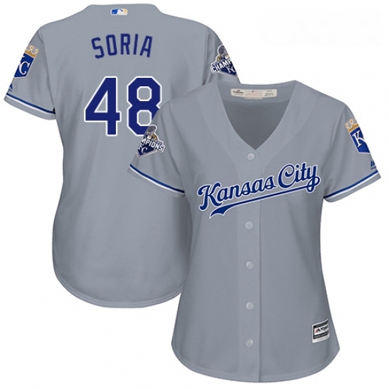 Womens Majestic Kansas City Royals 48 Joakim Soria Replica Grey Road Cool Base MLB Jersey Womens Majestic Kansas City Royals 48 Joakim Soria Replica Grey Road Cool Base MLB Jersey