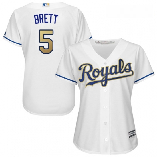 Womens Majestic Kansas City Royals 5 George Brett Authentic White Home Cool Base MLB Jersey Womens Majestic Kansas City Royals 5 George Brett Authentic White Home Cool Base MLB Jersey