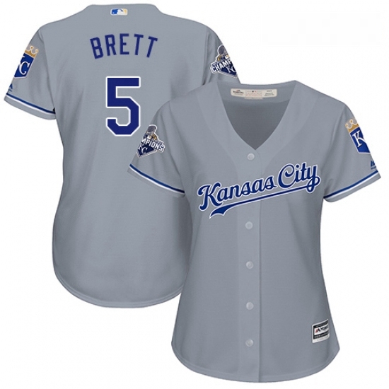 Womens Majestic Kansas City Royals 5 George Brett Replica Grey Road Cool Base MLB Jersey Womens Majestic Kansas City Royals 5 George Brett Replica Grey Road Cool Base MLB Jersey
