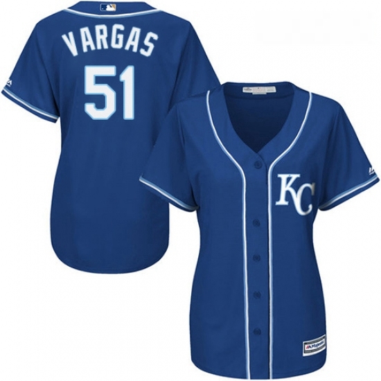 Womens Majestic Kansas City Royals 51 Jason Vargas Authentic Blue Alternate 2 Cool Base MLB Jersey Womens Majestic Kansas City Royals 51 Jason Vargas Authentic Blue Alternate 2 Cool Base MLB Jersey