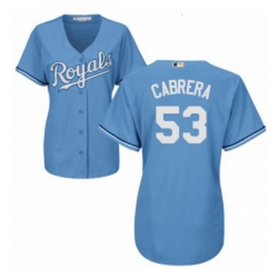 Womens Majestic Kansas City Royals 53 Melky Cabrera Replica Light Blue Alternate 1 Cool Base MLB Jersey Womens Majestic Kansas City Royals 53 Melky Cabrera Replica Light Blue Alternate 1 Cool Base MLB Jersey