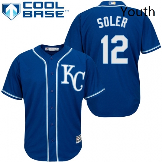 Youth Majestic Kansas City Royals 12 Jorge Soler Replica Blue Alternate 2 Cool Base MLB Jersey Youth Majestic Kansas City Royals 12 Jorge Soler Replica Blue Alternate 2 Cool Base MLB Jersey